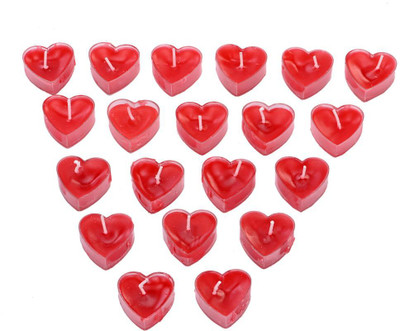 1st Time Romantic Heart-Shaped Red Tea Light Candles, 4 Hours Burning Time Candle(Red, Pack of 20)