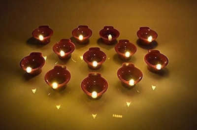 KVP water led sensor diya Candle(Brown, Pack of 6)
