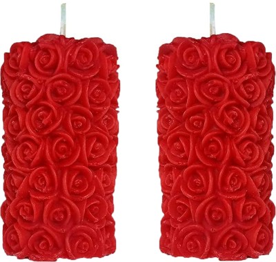 Dharvika Innovations Wax Scented Pillar Candles for Home Decor Candle(Red, Pack of 2)
