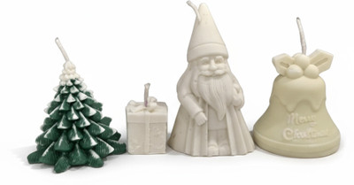 Sundara Naturall Christmas Candle Combo | Handmade Decorative Candles for Home Décor & Gifts Candle(White, Pack of 4)