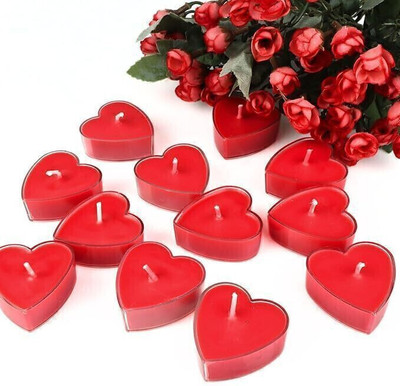 Tamasvini Heart Shape Candles Candle(Red, Pack of 10)