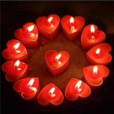 Kala Decorators Heart Shaped Red Candles scented Pack 10/ T light Heart Shape Candles Candle(Red, Pack of 10)