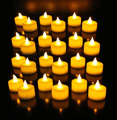 Adorazone Flameless Electronic Diyas Eco Friendly E- Diya Candles for Festival, Diwali Candle(White, Pack of 24)