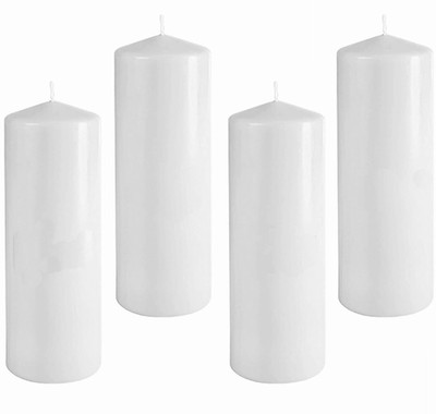 SAPI'S WHITE PILLOR CANDLE PACK OF 4 Candle(White, Pack of 4)