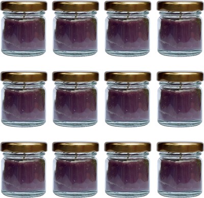 PIC Handpourd Lavender Scented Mini Jar Wax Candle(Purple, Pack of 12)