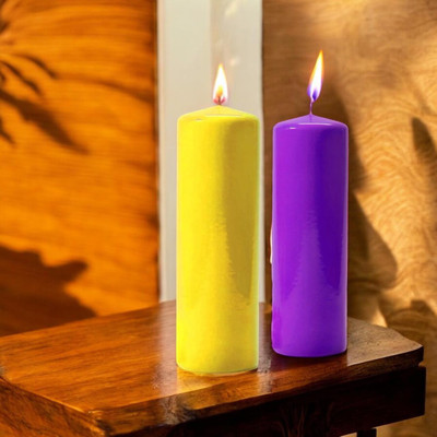 ASIDEA Block Candles pack of 2 ( Purple_Yellow )_CND37 Candle(Purple, Yellow, Pack of 2)