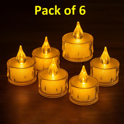 xenith Crystal Molten Frosted LED Tea Light Candle(Yellow, Pack of 6)