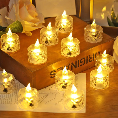 Drisona' Flameless & Smokeless Transparent Acrylic Led Tea Light Candle(Yellow, Pack of 12)