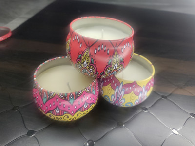 HYATT CREATION Tin Jar Candles Candle(Multicolor, Pack of 1)