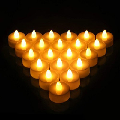 QinPin LED Candle Watersensor Diya Set Festival Light Diwali Pooja Christmas Home Decor Candle(Yellow, Pack of 24)