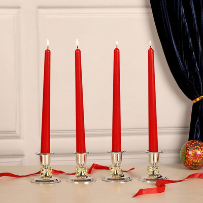 Parkash Candles Unscented Dripless Taper Candles || Candle Light Dinner || Spell || Set of 4 Candle(Red, Pack of 4)