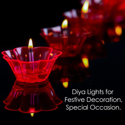 IMPECT.E Floating Plastic Diyas for Home Decor/Diwali (Multicolor) Plastic (Pack of 12) Table Diya(Height: 4 inch)