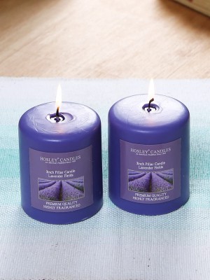 Hosley Lavender Fields Fragrance Soy & Paraffin Wax Candles|45 Hours Burn Time|3 Inch Candle(Purple, Pack of 2)