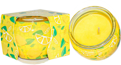 Pan Aromas Shrink Sleeve Glass Candle - Lemon Grass Candle(Yellow, Pack of 1)