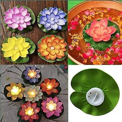 NEWSPARSH Siya Flower Shape floting Light LED Candles Diya for Home Decoration Pack 6 Candle(Multicolor, Pack of 6)
