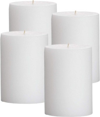 GOZZTOM Piller Candles Smoke Less Non-Scented White (2X2 Inch) Candle(White, Pack of 4)