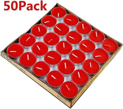 PeepalComm Premium Smokeless Red Wax Tea light Candles for Diwali Decoration S1 Candle(Red, Pack of 50)