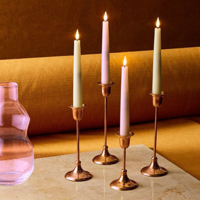 KSMA Set Of 4 Long Pillar Candle (Pearl White & Champagne) Candle(Multicolor, Pack of 4)