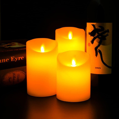 KUBER INDUSTRIES LED Candles for Home Decoration|Flameless Yellow Light|Pack of 3|B0-005F|White Candle(White, Pack of 3)