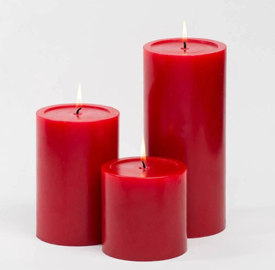 SAPI'S Smooth Scented Pillar Candle Pack of 3 with 75 Hours Burn Time Candle(Red, Pack of 3)