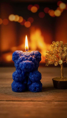 mm enterprises Teddy Bear Scented Wax for Home Décor Festive Lighting for Diwali Decoration Candle(Blue, Pack of 1)