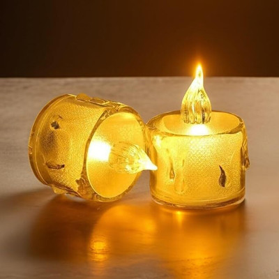 Kala Decrators 1 Pcs Acrylic Crystal For Home, Room, Festival diwali Decor Candle(Yellow, Pack of 1)