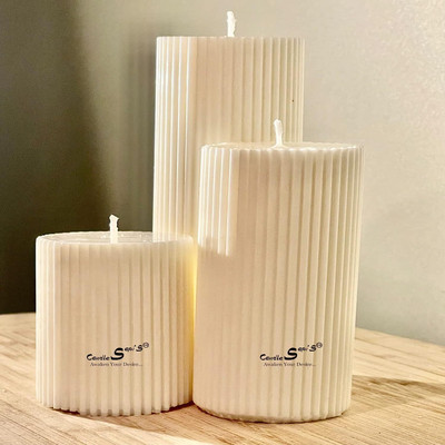 Be Calm Ribbed Scented Pillar Candle Candle(White, Pack of 3)