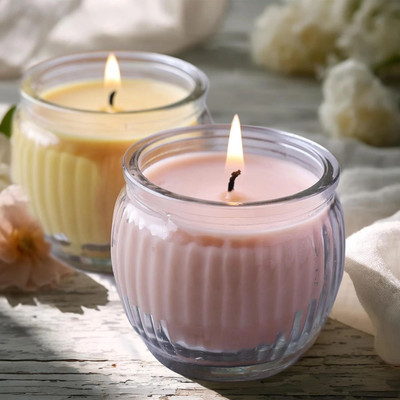 pleasing forest AN_(A_515)_Container_Yellow::Beige_Pack Of -2 Candle(Yellow, Beige, Pack of 2)
