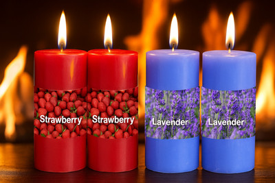 PeepalComm Scented Wax Fragrance Smokeless Pillar Candle Set of 4 (2 Strawberry+2 Lav) Candle(Multicolor, Pack of 4) PeepalComm Scented Wax Fragrance Smokeless Pillar Candle Set of 4 (2 Strawberry+2 Lav) Candle(Multicolor, Pack of 4)