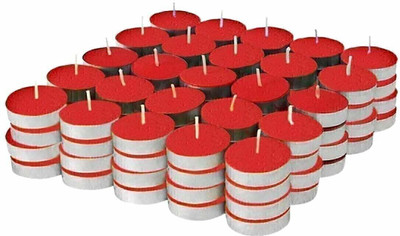 LAPAAS REtail Candle For Festival Decoration Diwali Decoration Tea Light Smokeless Tea Light Candle For Diwali Candle light Set Candle(Red, Pack of 50) deal from flipkart