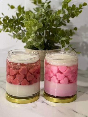 Lumora Romantic Heart Jar Scented Candle (Pack of 1) | Candle for Home Décor & Gifting Candle(Pink, Pack of 1)