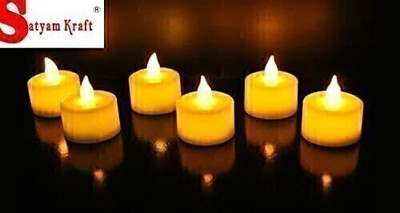 Satyam Kraft Flameless & Smokeless Decorative Candles Led Tea Light for Gifts, Diwali Candle(White, Pack of 6)