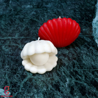 GW Creations Handmade Close & Open Shell Rose Mogra Scented candle Candle(Red, White, Pack of 2)