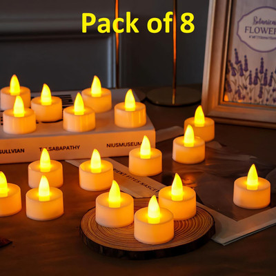 xenith Flameless Smokeless Battery Operated LED Diya Tea Light Candle(White, Pack of 8)