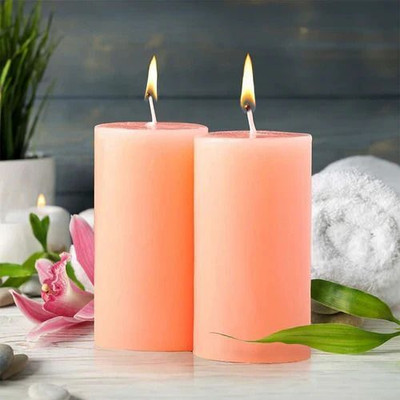 pleasing forest AN_(A_502)_Pillar_Orange_Pack Of -2 Candle(Orange, Pack of 2)
