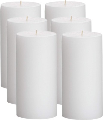 GOZZTOM Piller Candles Smoke Less Non-Scented White (2X4 Inch) Candle(White, Pack of 6)