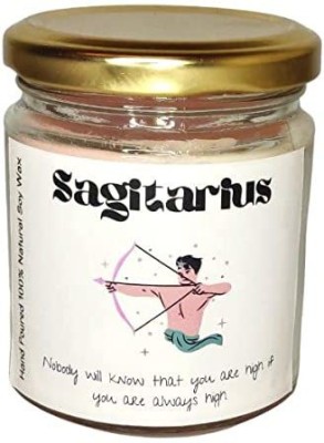 THE TINGE Sagitarius Natural Soy Wax Jar Cotton Scented with Jasmine Lemon 30Hour Time Candle(White, Pack of 1)