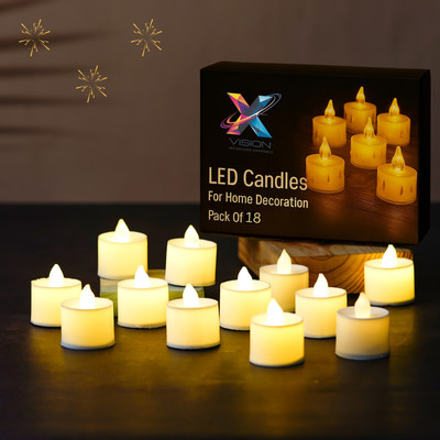 Xvision Flameless & Smokeless Transparent Acrylic Led Tea Light Candle Home Decoration Candle(White, Pack of 18)