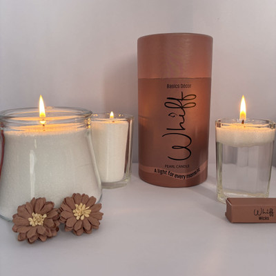 Whiff Pearl Candle 500 gm, 20 Wicks Reusable Sand Powder Pearled Candle for Home Decor Candle(White, Pack of 1)