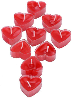 1st Time Romantic Heart-Shaped Red Tea Light Candles, 4 Hours Burning Time Candle(Red, Pack of 10)