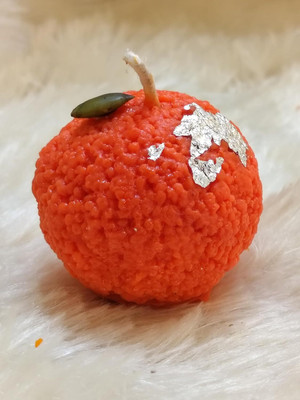 Marffil Motichur Laddu Candles, Scented, Soy Wax, Decor & Gift Gift For Diwali, Premium Candle(Orange, Pack of 4)