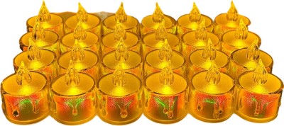 Dynore 24 Pcs Acrylic Flameless & Smokeless Decorative Candles LED Tea Light Candle(Yellow, Pack of 24)