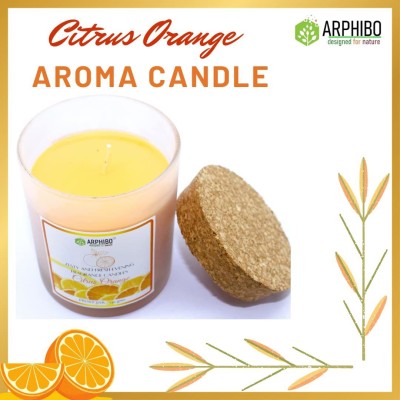 ARPHIBO Vibrant Aroma Glass Jar Candle, Citrus Orange - Zesty & Fresh Mood Candle(Orange, Pack of 1)