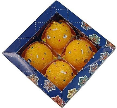 HomKarft Decorative Motichoor Laddu Candle for Diwali, Pooja, and Home Decor Candle(Yellow, Pack of 4)