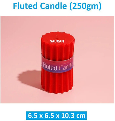 Sauran Fluted Candle Candle(Red, Pack of 1)