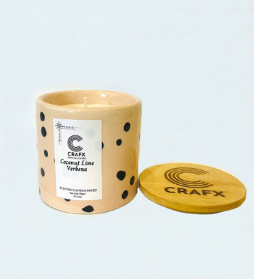 CRAFX Royal Luxury Fancy Dots Jar Scented Candle (Coconut Lime Verbena_95gm/3.5oz) Candle(Brown, Pack of 1)