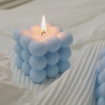 Lavish Soy Wax Bubble Scented Candles For Home Décor, Diwali & Anniversary (6x6x6)CM Candle(Blue, Pack of 4)