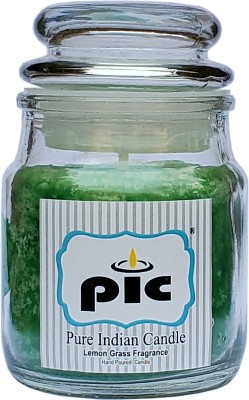 PIC Handpourd Lemongrass Scented Jar Wax Candle(Green, Pack of 1)