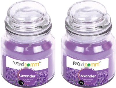 PeepalComm lavender Scented Wax Jar Candle For Birthday,Diwali,Decor(Long Burning Time ) Candle(Purple, Pack of 2)
