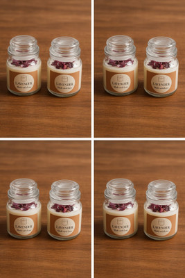 Bohobucket Premium Lavender Aroma Soy Wax Jar Candles | Pink Decorative | 6x9cm Candle(White, Pack of 3)